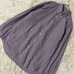 UNIQLO ギンガムチェックシャツ パープル M カジュアル 着回し 羽織り