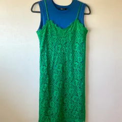 ROSE BUD ローズバッド レースキャミソール ノースリーブニットワンピース 緑 青  レース　フリーサイズ 春 夏 おしゃれ カラー