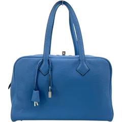 エルメス HERMES ヴィクトリア35 □R刻 ブルーパラダイス SV金具 トリヨン レディース ハンドバッグ