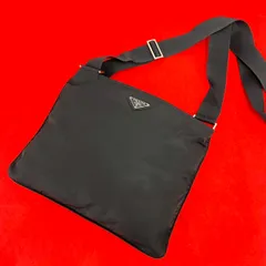 極 美品 PRADA プラダ 三角 トライアングル ロゴ テスート ナイロン ショルダーバッグ ポシェット サコッシュ ブラック 黒 57591