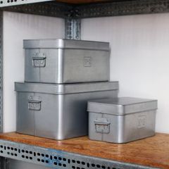 無印良品 日本製 トタン ボックス・フタ式 4個セット MUJI 大 廃盤品
