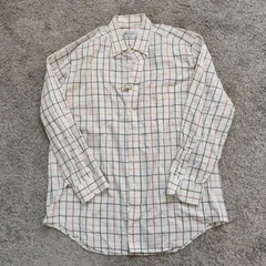 BURBERRYS　バーバリー　Burberry　長袖SHIRT　シャツ　チェック柄　ホワイト　メンズ　中古　古着