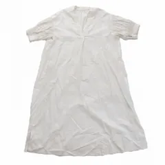 クロシェ CLOCHE シャーリング 五分袖 Vネック 麻混 サイドスリット ロング ワンピース 212-85602 2 M アイボリー ur267 【中古】のサムネイル