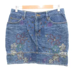 ツモリチサト TSUMORI CHISATO 美品 タイトスカート 2 紺 ネイビー デニム ペイント ミニ丈 /SJ ■GY58のサムネイル