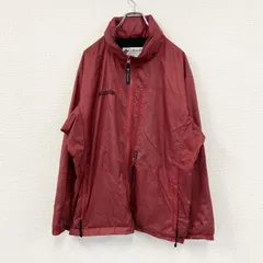 Columbia　コロンビア　フルジップナイロンジャケット　リップストップ　刺繍ロゴ　3つポケット　赤　レッド　Lサイズ　古着【値引き交渉OK！】