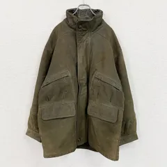 ～90s　France Vet　フランスヴェット　レザーカーコート　レザージャケット　中綿入り　ユーロヴィンテージ　カーキ　　古着【値引き交渉OK！】のサムネイル