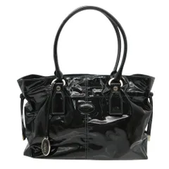 TOD’S トッズ トートバッグ ショルダーバッグ 肩掛け エナメル パテントレザー ブラック レディース 【中古】