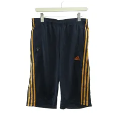アディダス adidas ハーフパンツ ジャージ スポーツウエア XO 紺 ネイビー オレンジ ロゴ刺繍 /GR ■ECB003