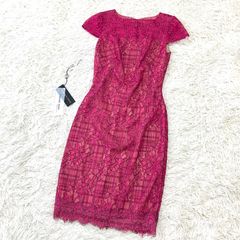 【TADASHI SHOJI 】ピンク 総レース 半袖 ひざ丈ワンピース TADASHI SHOJI 】ピンク 総レース 半袖 ひざ丈ワンピース - メルカリ