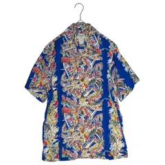 KAMEHAMEHA(カメハメハ) 90's USA made Aloha Shirt ヴィンテージ レーヨン アロハ シャツ S ブルー 90年代 オープンカラー ハワイアンのサムネイル