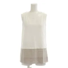 ファビアナフィリッピ FABIANA FILIPPI タンクトップ XS 白 グレー ノースリーブ ラウンドネック ビーズ装飾 /JPのサムネイル