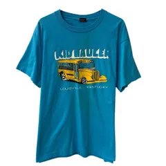 80s USA製 FRUIT OF THE LOOM 半袖 プリントTシャツ XL ライトブルー フルーツオブザルーム コットンポリ カットソー 夏物 a805-5758のサムネイル