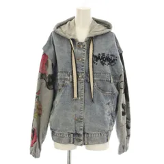 デシグアル Desigual ジャケット 上着 XS グレー 水色 ライトブルー フード プリント 長袖 /LPのサムネイル