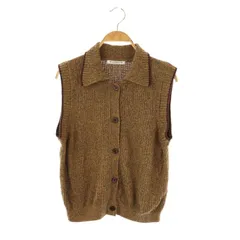 B&Y ユナイテッドアローズ BEAUTY&YOUTH ビューティー&ユース コットンナイロン ミックスカラー ブークレ ベスト ニット オレンジ /HK ■OS ■SH