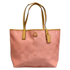 COACH(コーチ) トートバッグ シグネチャー柄 F23621 ピンク×ライトブラウン レザー