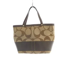 コーチ COACH 10123 ハンドバッグ トート キャンバス レザー シグネチャー 茶 ブラウン ■GY11 /MQ