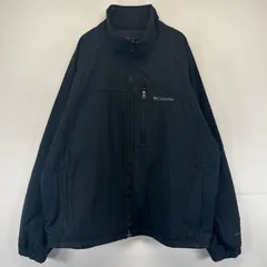 古着 コロンビア Columbia ジャケット フルジップ　シェル ワンポイント刺繍ロゴ 裾ドローコード 大きいサイズ 2XL  ブラック系 メンズ
