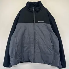 古着 コロンビア Columbia ジャケット フルジップ ワンポイント刺繍ロゴ 中綿 ツートンカラー大きいサイズ 2XL  ブラック系 メンズ