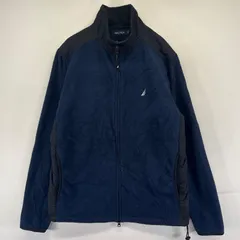 古着 ノーティカ NAUTICA フリース ジャケット フルジップ ワンポイントロゴ刺繍 ナイロン切り替え ツートンカラー S  ネイビー系 メンズのサムネイル