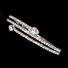 美品★ SWAROVSKI スワロフスキー Twisty Drop ツイスティ ドロップ バングル ロジウムプレーティング ダブルラップ ブレスレット ペアシェイプ クリスタル
