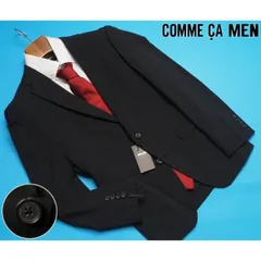 新品定価5万円 COMME CA MEN コムサメン 春秋 水牛釦 ポリストレッチ シャドーストライプ ジャケットS黒(05) 04GS07のサムネイル