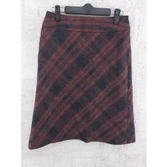 ◇ TRUSSARDI トラサルディ チェック モヘヤ混 膝丈 スカート 40 レッド *  【1002796743085】のサムネイル