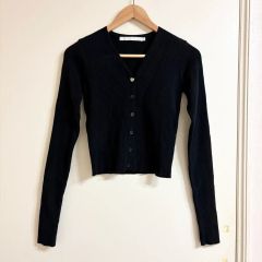 YOKO CHAN ヨーコチャン クロップド丈ニットカーディガン ブラック 40