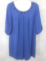 ◇ SHIPS シップス 装飾 七分袖 ミニ 膝丈 ワンピース ブルー系 * 1002799875943 【中古】 【1002799875943】