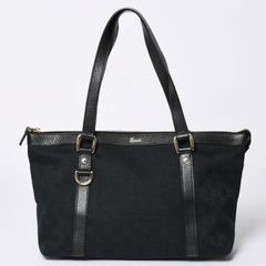 極美品 GUCCI グッチ アビーラインGGキャンバストートバッグ ブラック 