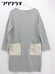 ◇ COLLAGE GALLARDAGALANTE コラージュ フェイクレザー 切替 長袖 膝丈 ワンピース サイズF グレー レディース  【中古】 【1106020003454】のサムネイル