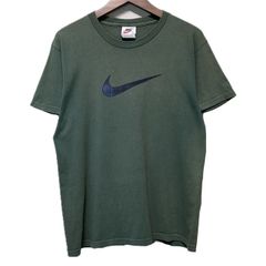 白タグ90sセンタースウッシュNIKETシャツオリーブL位オールド 