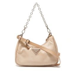 PRADA ショルダーバッグ メタリックベージュ チェーンハンドル ナッパ 