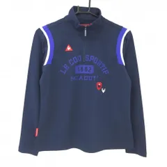 【美品】ルコックゴルフ 長袖ハイネックシャツ ネイビー×パープル 肩ライン ハーフジップ  レディース LL ゴルフウェア le coq sportifのサムネイル