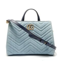 グッチ GGロゴパール デニム ハンド＆ショルダー バッグ 日本限定 美品