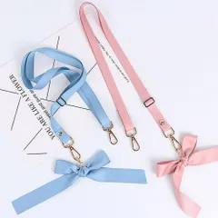 スマホショルダー ストラップ リボン付き 韓国 くすみカラー かわいい 斜めがけ 肩掛け 長さ調節可能 カメラストラップのサムネイル