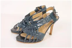 ペリーコ PELLICO サンダル ハイヒール メッシュ レザー 35 青 ブルー /mm0521