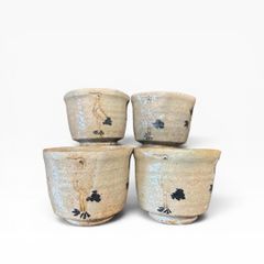 ♯長崎県無形文化財・現川焼「臥牛窯」ぐい呑・小湯呑（緑釉）×2個 未