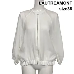 ◇ ロートレアモン LAUTREAMONT ジップアップブルゾン ジャケット 長袖 ノーカラー シアー 白 ホワイト 38 M 9号 レディース S6E195のサムネイル