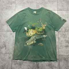 アローレ アニマル プリント tシャツ グリーン L 00s USA製 フェード シングルステッチのサムネイル