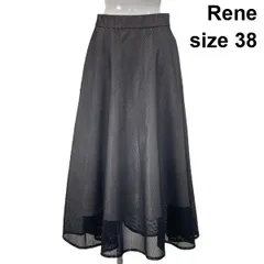 ◇ ルネ Rene メッシュレイヤード フレアロングスカート レイヤード シアー 背面ゴム仕様 黒 38 M 9号 レディース S6E191のサムネイル