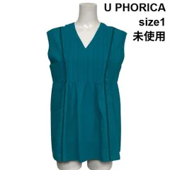 □ 未使用 ユーフォリカ U PHORICA ノースリーブブラウス チュニック シャツ Vネック レース ギャザー切替 綿 1 M 9号 レディース S6E184