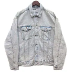 ベルシュカ Bershka オーバーサイズ デニム ジャケット Gジャン ヴィンテージ加工 ライトブルー M 1397/503/433のサムネイル