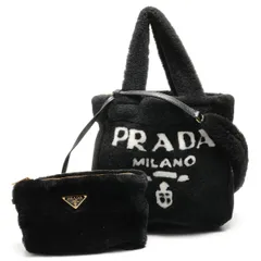PRADA プラダ ハンドバッグ シアリング シープファー ロゴ 2way【中古】