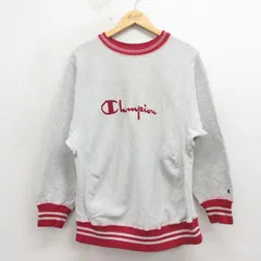 M/古着 長袖 チャンピオン Champion リバースウィーブ メンズ 90年代 90s ビッグロゴ 刺繍 クルーネック USA製 薄グレー 霜降り【spe】 26apr17