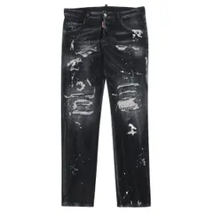 【極美品 メンズ46】DSQUARED2 ディースクエアード Skater Jean ラインストーン デニム パンツ ダメージ加工 シルバー ペンキ 47770