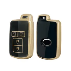 トヨタ TOYOTA 専用 キーケース キーカバー 本革 キーホルダー ノア 80系 ヴォクシー80系 エスクァイア80 アルファード 30系 ヴェルファイア30系 シエンタ 両側スライドドア (タイプB、金黒 単品)