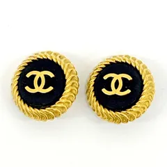 CHANEL シャネル イヤリング 95P ココマーク ヴィンテージ ラウンド ジュエリー レディース ゴールド ブラック アクササリー DF18858■