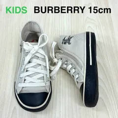 【バーバリー BURBERRY】キッズ バーバリーマークプリント ハイカット キャンバススニーカー サイドジップ 15cm ライトベージュのサムネイル