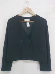 ◇ GLOBAL WORK グローバル ワーク 2B ダブル ノーカラー 長袖 ジャケット サイズM ネイビー レディース P  【中古】 【1208290006415】