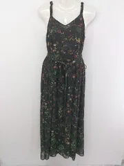 ◇ ◎ nano universe 花柄 フラワー キャミソール ロング ワンピース サイズ36 ブラック マルチ レディース P  【中古】 【1208300000655】